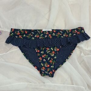 Jessica Simpson Floral Bikini Bottom - Navy and Red Y2K
